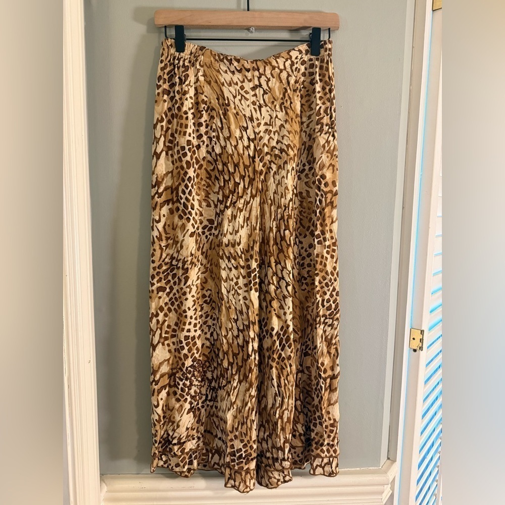 USINDO Animal Print Wide Leg Pants Boho Resort Lounge Trousers Made in Indonesia